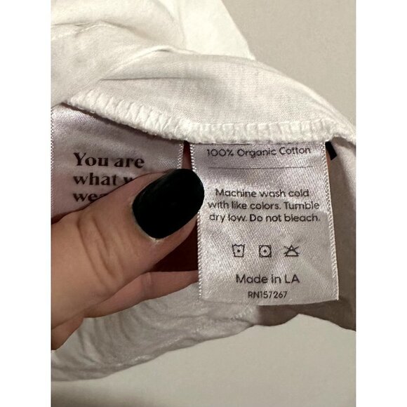 NEW MATE the Label White Organic Cotton "Do what feels right." Classic Crew Tee - Picture 3 of 9